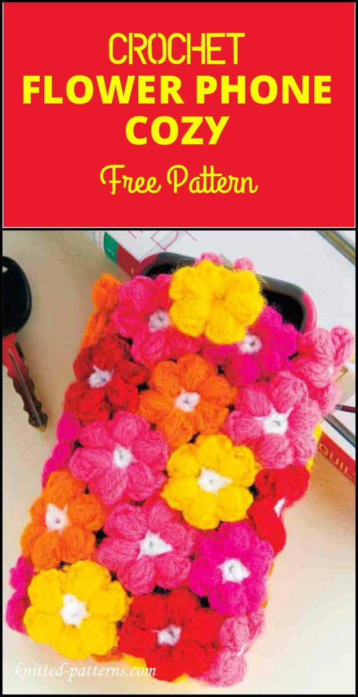 easy crochet flower phone cozy